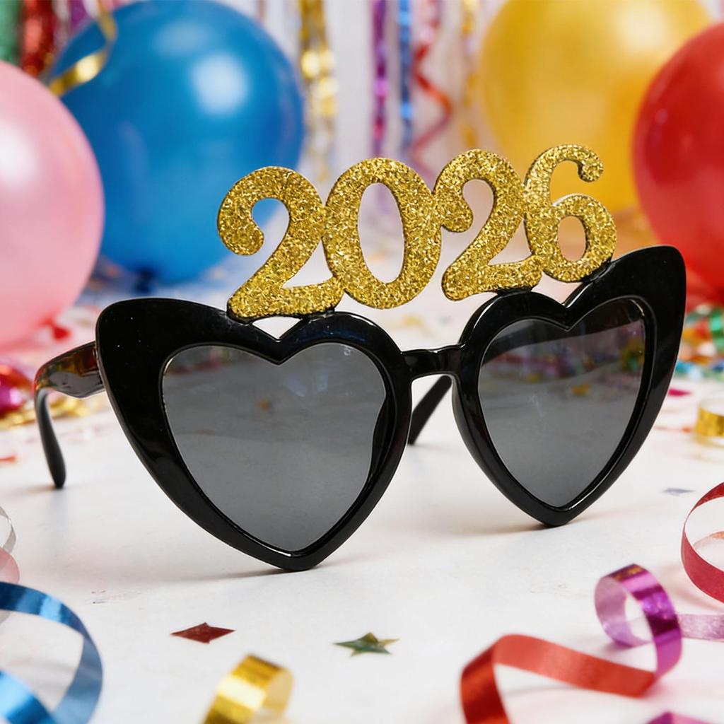 New Years Eve Glasses Heart Shape Photo Booth Props New Year Eyeglasses For Holiday Masquerade Carnivals Teen Adults Celebration