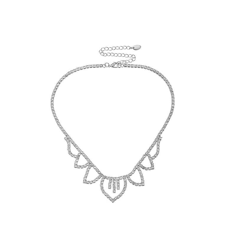 Women's Jewelry Set: 2024 High-End Sparkling Diamond Necklace, Earrings, Bracelet for Formal Occasions and Brides