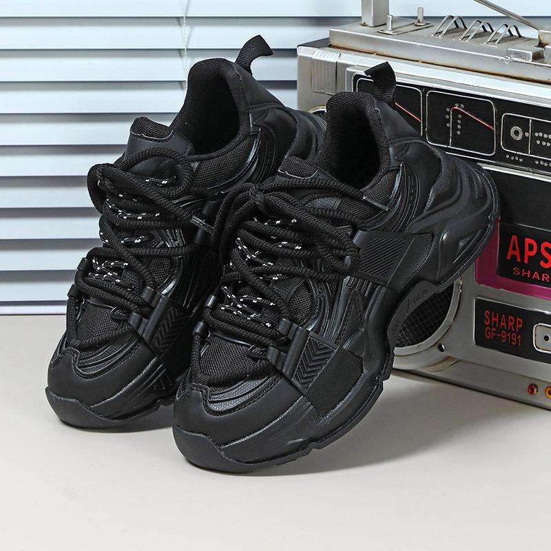 

Thick-soled heightening dad shoes are breathable and comfortable casual sports single outdoor trendy shoes 42 чорний
