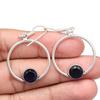 Black Spinal Gemstone Handmade Gift For Her Silver Jewelry Earrings 1.5''