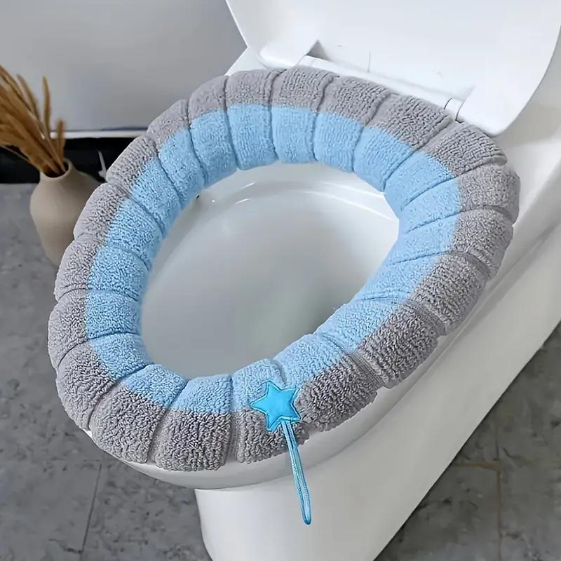 Two-color washable toilet seat cushion thickened thermal toilet seat cushion cover синий