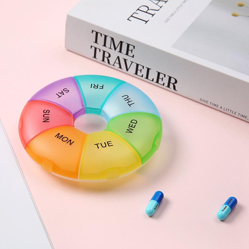 Colorful Portable 7-Day Moisture-Proof Pill Organizer with Compartments