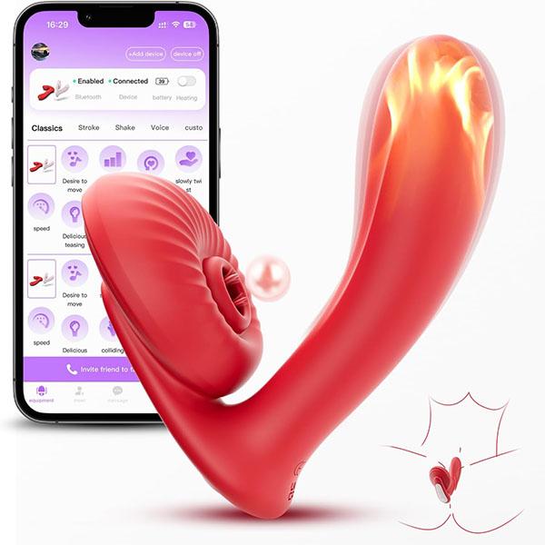Wearable Vibrator 3IN1 App Female Sex Toy, G Spot Clitoral Nipple Vibrator, Tongue Licking Heating Sex Toy for Women