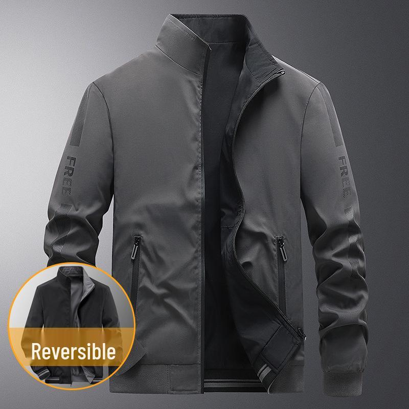 

Autumn Men s Double-Sided Korean Style Stand-Up Collar Jacket - Trendy, Casual, and Versatile Outerwear M