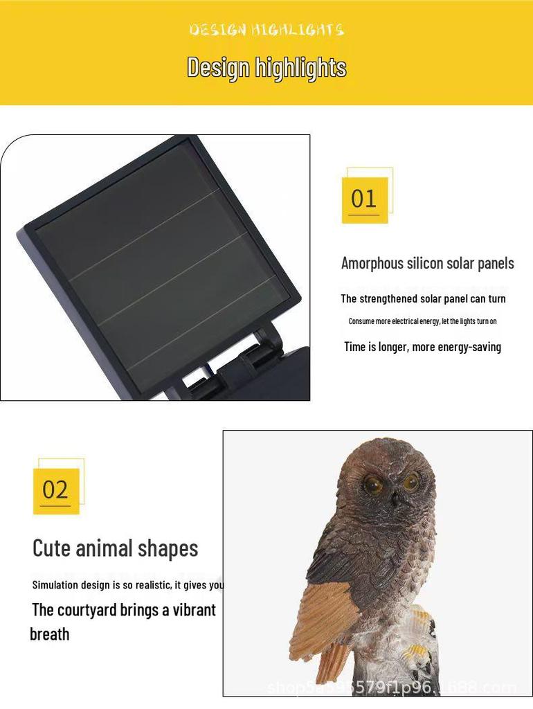 Solar Resin Owl Light - Outdoor Waterproof Landscape Garden Lamp