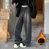 2025 A/W Women's High Waist Leopard Print Velvet Pants - Slimming Wide Leg Style
