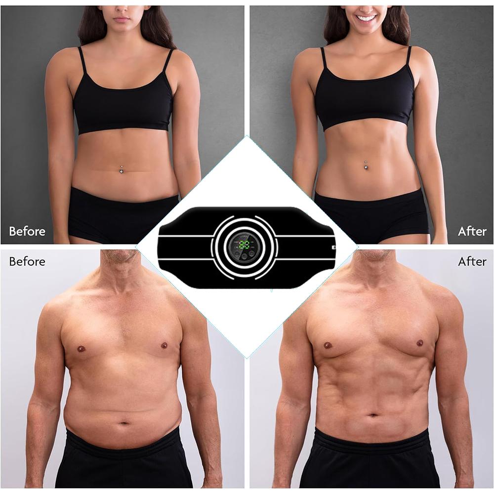 EMS Muscle Toner Abdominal Toning Belt Electric Muscle Stimulation Waist Massager USB Recharge Weight Loss Fitness Training Gear
