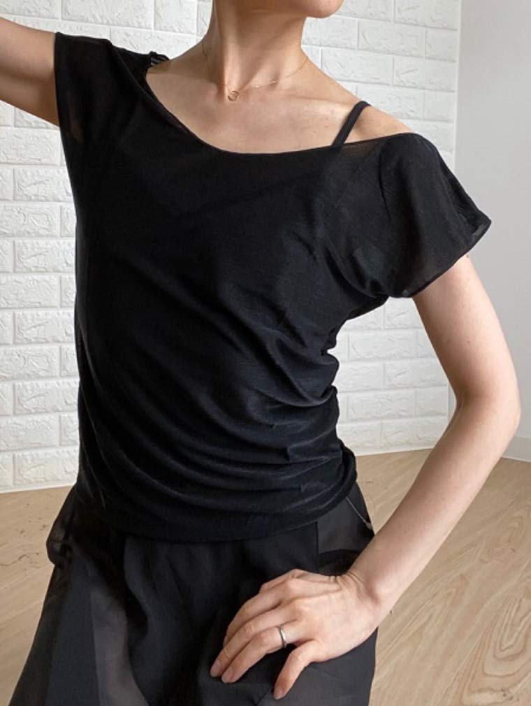 Ballet Specialty Store Mignon Ballet Tops Short Sleeve French Sleeve Made In Japan Lavender Top with Beautiful Drape Lines for a Soft Look T-Shirt