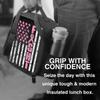 Breast Cancer Awareness Flag Lunch Bag with Adjustable Shoulder Strap Insulated Lunch Box Cooler Thermal Tote Bag for Women