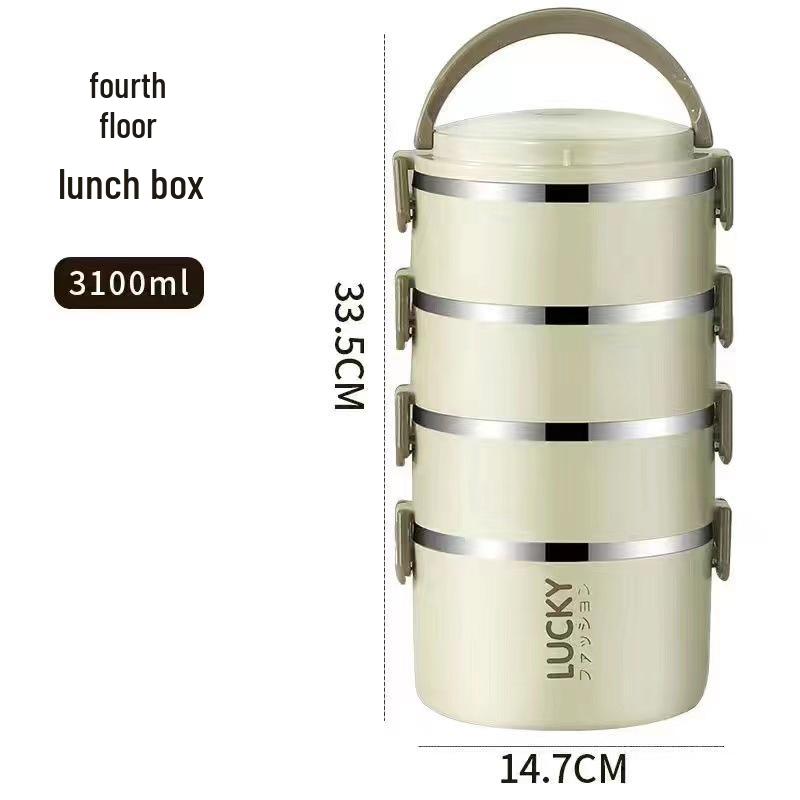 Large Capacity Double-Layer Stainless Steel Insulated Portable Lunch Box for Office Workers & Students.