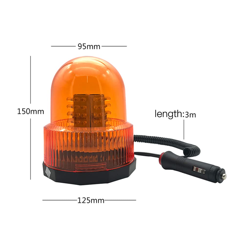 Bowarepro Rotating Warning Yellow 72 3m Extension Omnidirectional Cigarette Lighter 2 Action Lighting Enhanced IP65 for Construction Emergency