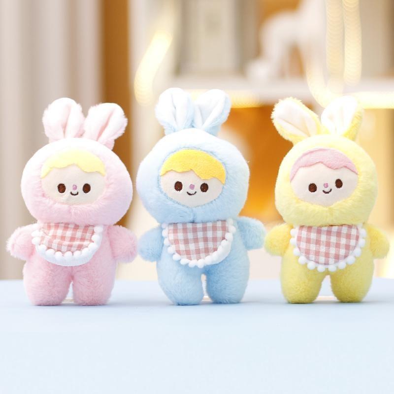 Rabbit Bib Key Chain Cartoon Toy Backpack Pendant Decoration Plush Cute Doll