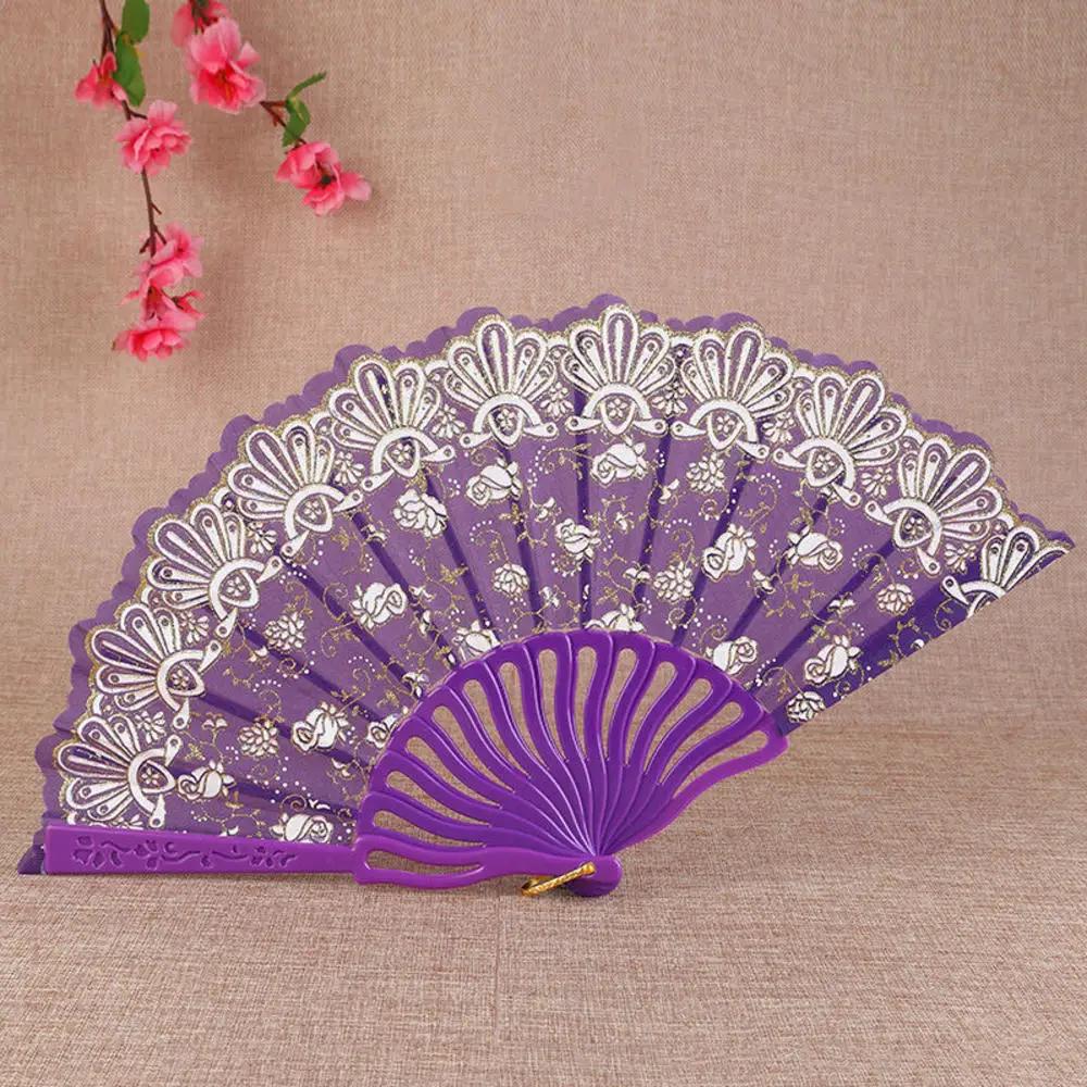 23 Colors Lace OR Cloth Spanish Fabric Silk Folding Hand Held Dance Fan Flower Party Wedding Prom Dancing Summer Fan Accessories