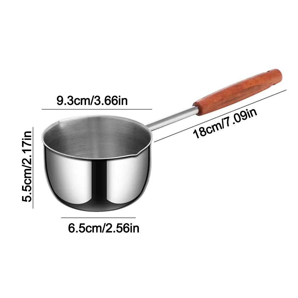 Long-handled Small Pot Stainless Steel Mini Pot  for Preventing Hot Oil From Scorching 300ml