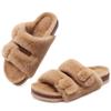 Fashion Crestar Fur Fuzzy Cork Slippers For Women Fashion Plush Open Toe Clogs Slippers Winter Warm Fluffy Slippers Furry House Slides