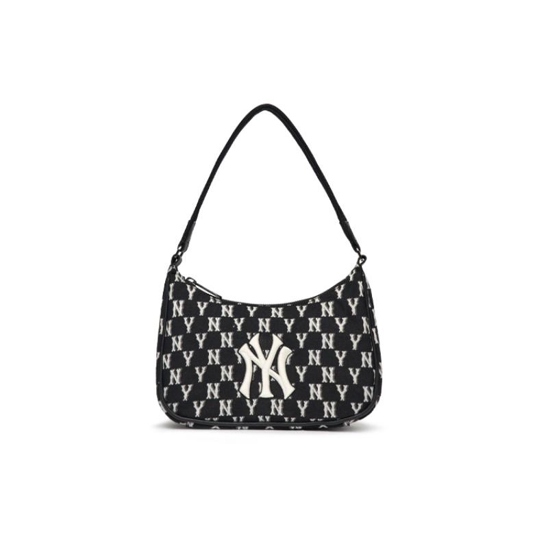 

MLB NY Yankees Hobo Bag Shoulder Bag Monogram Collection Women s Black/White Casual 3ABQS012N-50BKS Shopping Bag чорний білий колір