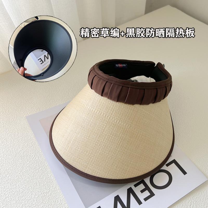 Straw Hat, Sun Protection Hat, Straw Woven Big Eaves, Hair Card, Empty Top Hat, Summer Shading Outdoor Sun Hat