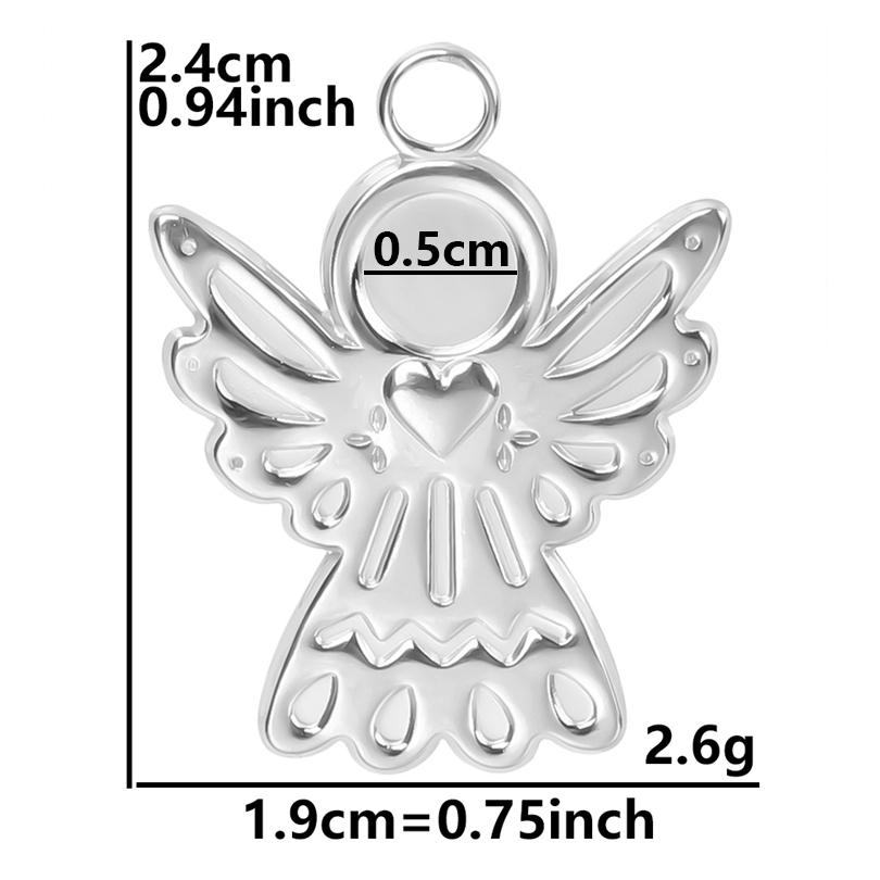 No Fade Silver Color Stainless Steel Angel Charms For Jewelry Making Supplies Handmade Necklace Earrings Pendant DIY Heart Cross