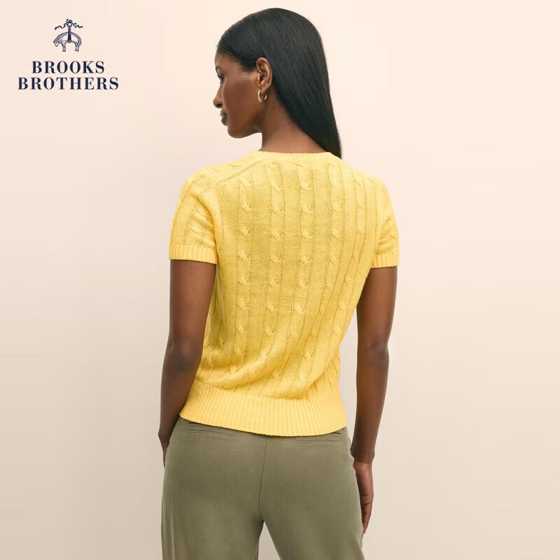 Женский топ BrooksBrothers из льна с косами, с круглым вырезом, с короткими рукавами XL