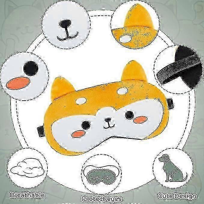 Cute Eye Mask 3Pcs Cartoon Face Eye Cover Funny Animal Sleeping Mask Soft Lightweight Blindfolds Yellow&Orange/fox bear chick 19*10 cm/7.48*3.94 inch