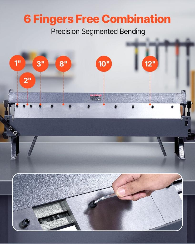 Box and Pan Brake, 910 mm/36 inch Sheet Metal Bending Brake,16-Gauge Mild Steel Capacity, 0-135 Degree Adjustable, Metal Bender Machine with 6