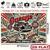 2D Flachdruck Retro Werkstatt Kulisse für Man Cave & Mechaniker Werkstatt