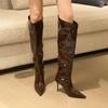 Fashion Fashion Pointed Toe Women Knee High Long Boots Shoes Party Ladies Modern Boots Heels Shoes Female Slip On Footwear Pumps new