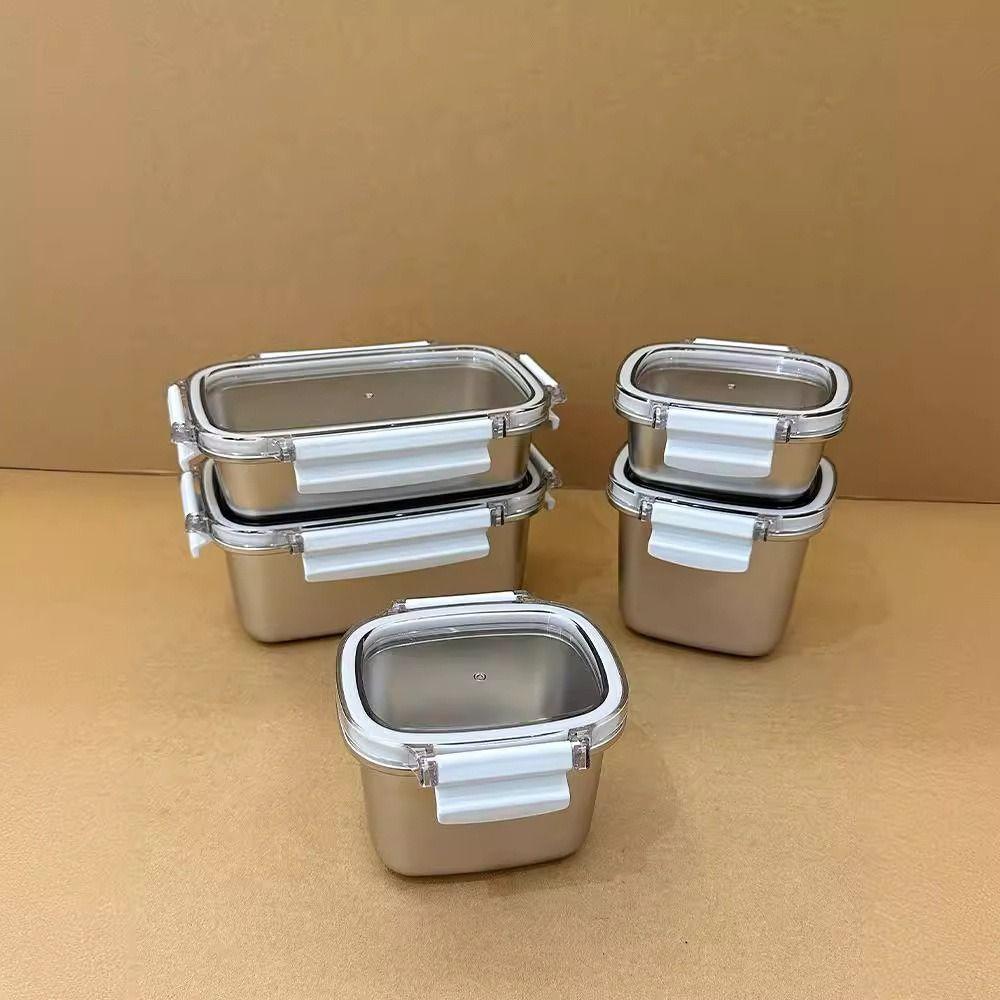 304 Stainless Steel Food Preservation Box Simple Sealed Lid Food Storage Containers 250ML/450ML/550ML/1000ML Dishwasher Safe