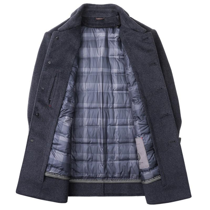 Winter Men's Double-sided Cashmere Coat, Mid-length Wool Woolen Down Liner Jacket, Middle-aged Dad Top