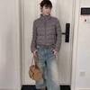 Winter New Short Stand-up Collar Ribs Down Jacket Women's Winter Slim Fit and Thin Small Man Warm