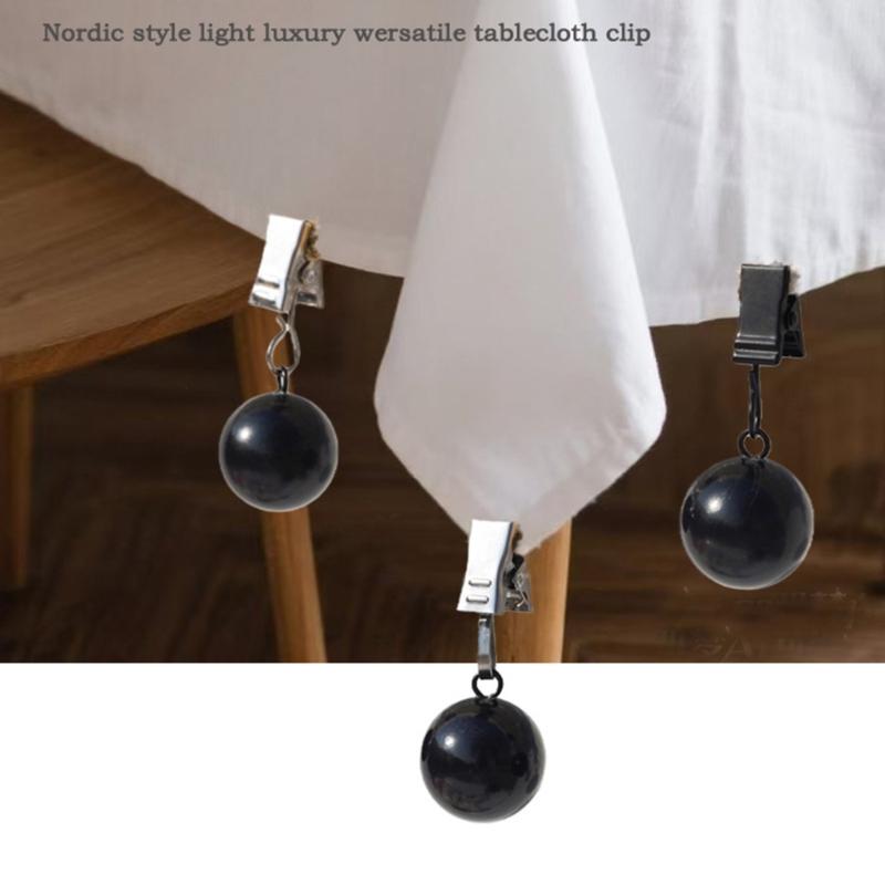4/8 Peças Pesadas Pesos para Toalha de Mesa, Bola de Metal com Clipe para Toalha de Mesa para Mesas Externas, Cortinas, Bandeira de Jardim de Natal