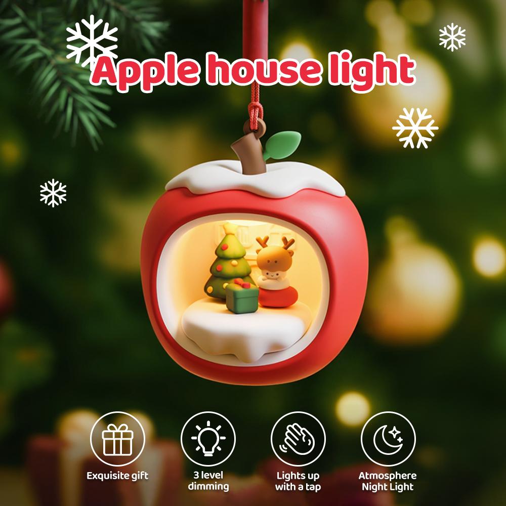 Apple House Night Light 3 Level Brightness Christmas Sleeping Nightlights Rechargeable Christmas Light For Kids Christmas Gift