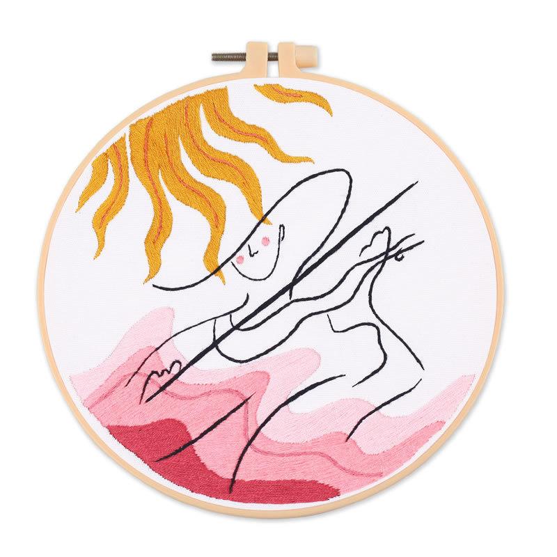 

Linear Body Art Embroidery DIY Embroidery Material Pack Kit 20*20cm