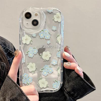 Blue Floral for IPhone14 Mobile Phone Case for Apple 17promax All-inclusive 12/11 Anti-fall XR Transparent 16