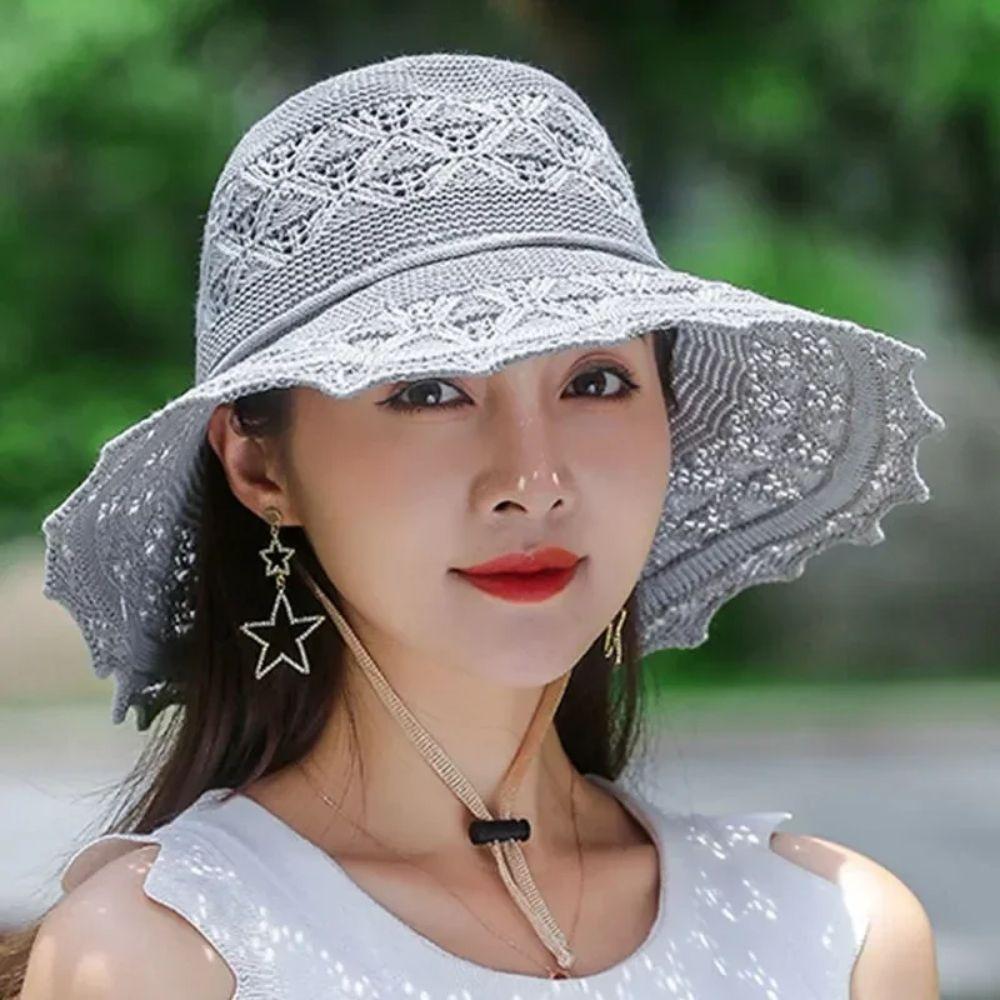 Bowknot Women Sunscreen Hats Breathable Large Brimmed Bucket Hats Elegant Summer Beach Hats  Girls
