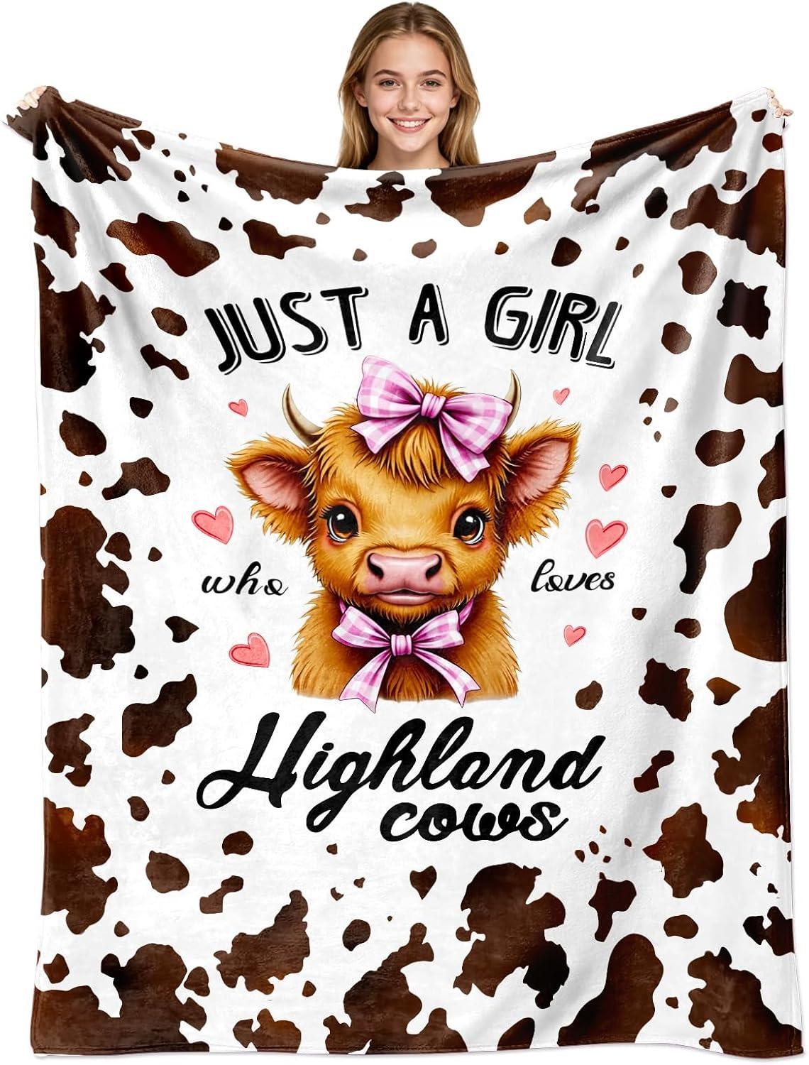 

Girl Who Loves Highland Cow Blanket Soft Flannel Throw Blanket for Couch Bed Sofa Perfect Gift for Animal Lovers Kids Home Decor 130x150cm
