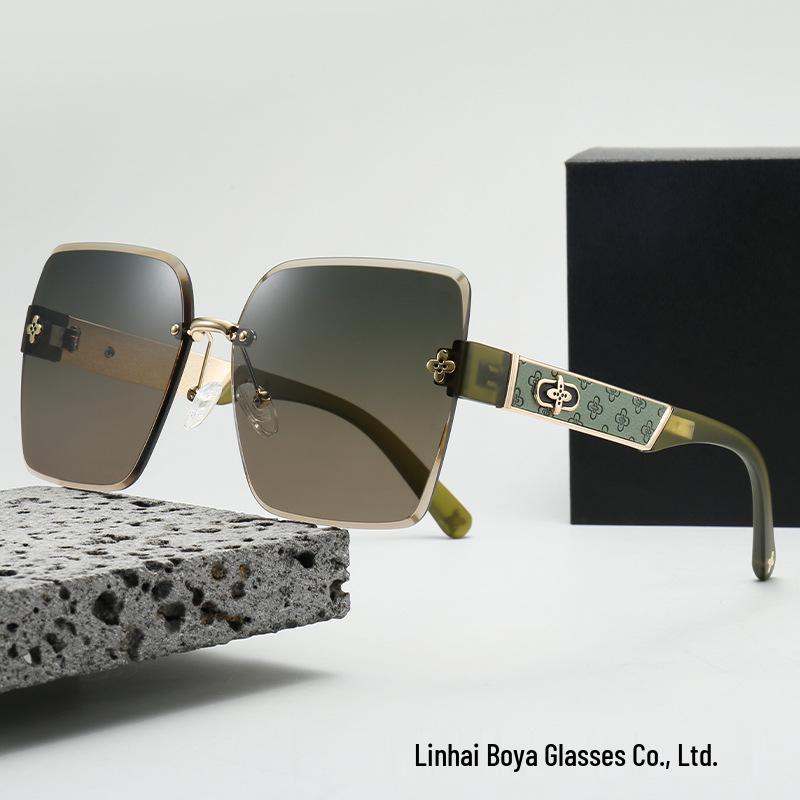 

2024 Polarized Nylon Rimless Sunglasses with Fashion Cut Edge - 2.5mm Thick чорний