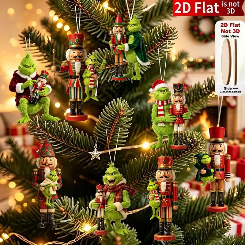 Grinch 2D Hanging Ornament for Christmas Trees - Green Hair
