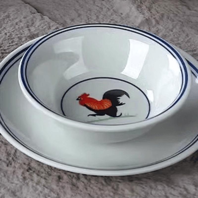 ZISIZ Retro Rooster Melamine Bowls (Set of 2)
