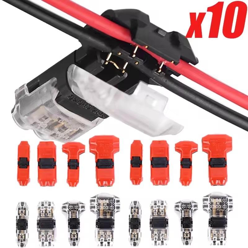 10/1pcs Wire Connectors Low Voltage Wire Connectors Solid Connection T Tap Wire Connectors T Type 2 Pin Wires Splicing Connector