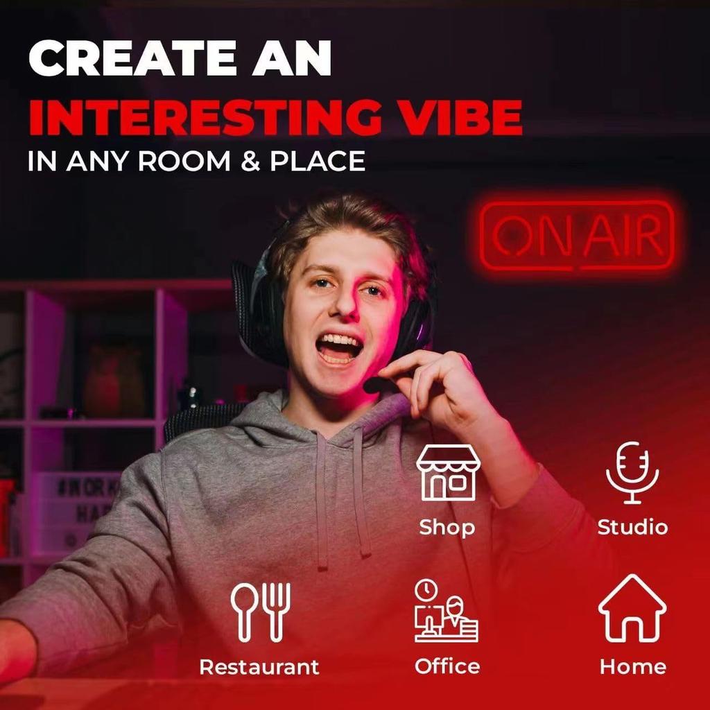 ON AIR Neon Signs, LED Studio Live Decorative Lights, Streaming Recording Sign, USB Connected, for Streamers Influencers Gamers Room Bar Club Home