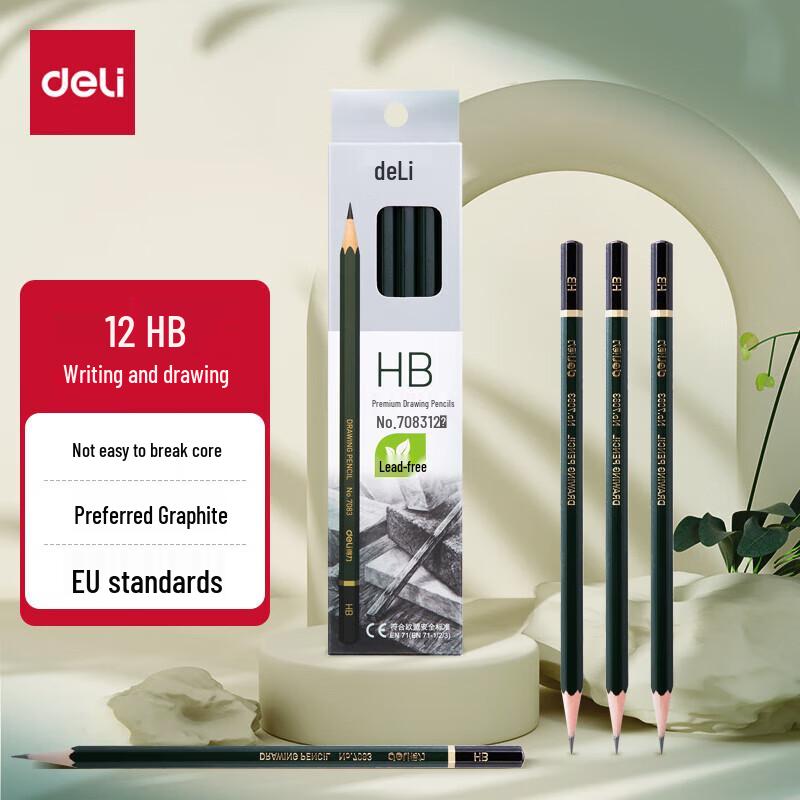 Deli 7083 HB Hexagonal Graphite Pencils (12-pack)