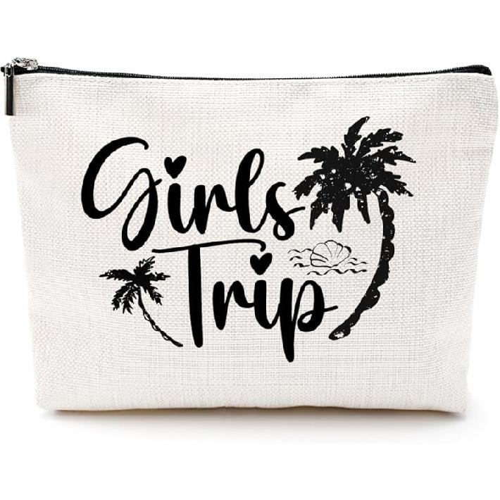 3Pcs Girls Trip Gifts Girls Weekend 2025 Makeup Bag Sisters Trip Gifts Favors Summer Gifts Cosmetic Bag Toiletry Bag Zipper Pouch Weekender Bags for