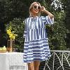 Women's Clothing Popular European Summer Striped Loose Five-quarter Sleeve Dress
