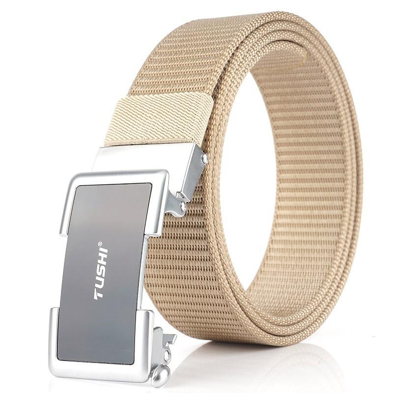 Canvas Jeans Men Belt Student Youth Korean Style Pants Casual Automatic Buckle Nylon