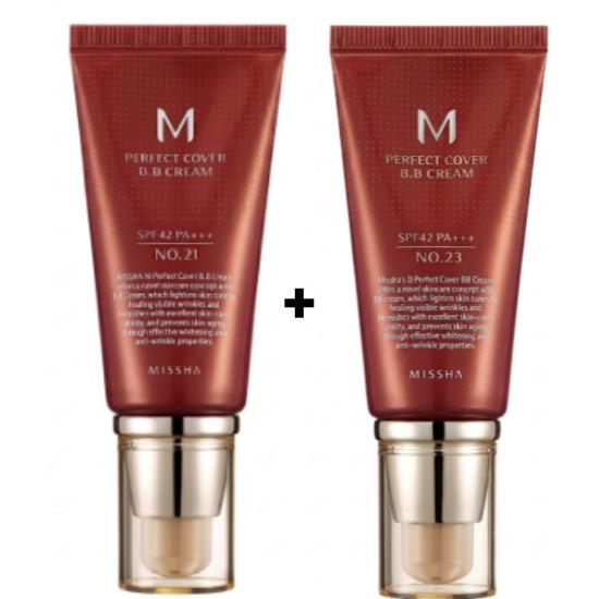 [MISSHA] M Perfect Cover BB Cream SPF42 PA+++ 50ml #21 Light Beige / #23 Natural Beige Flawless Coverage BB Cream