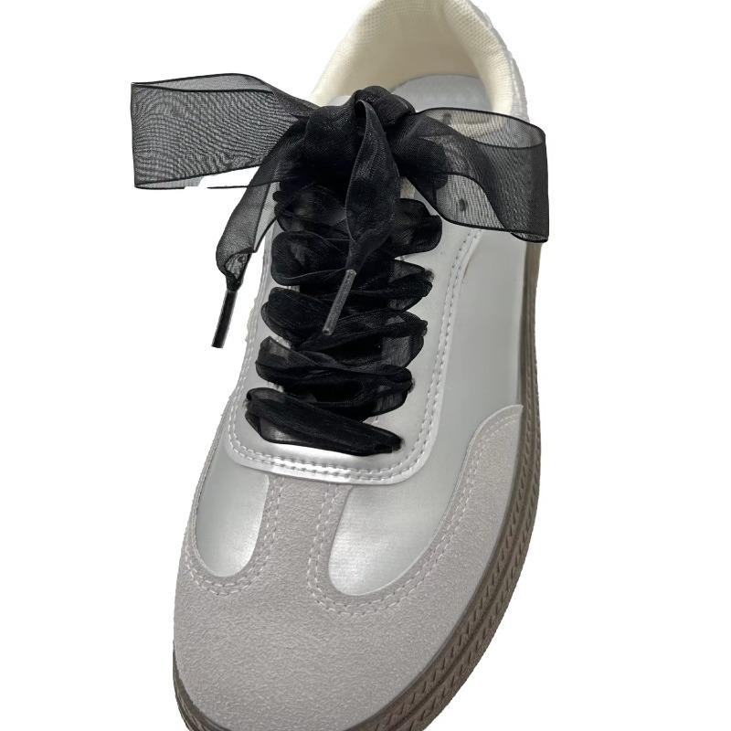 

1 пара женских мягких повседневных плоских шнурков для кроссовок шириной 2,5 см, аксессуары для обуви, шнурки из шелковой атласной ленты 120cm чёрный