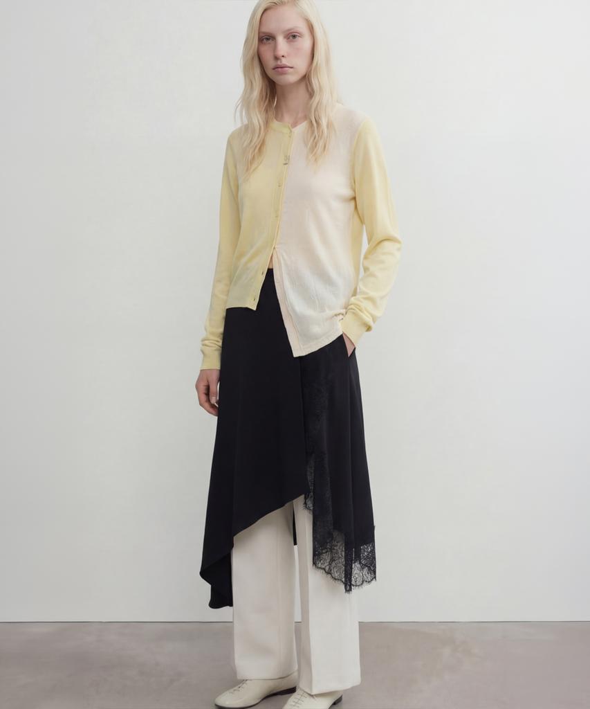 NORMOR Mixed Fabric Cardigan Butter