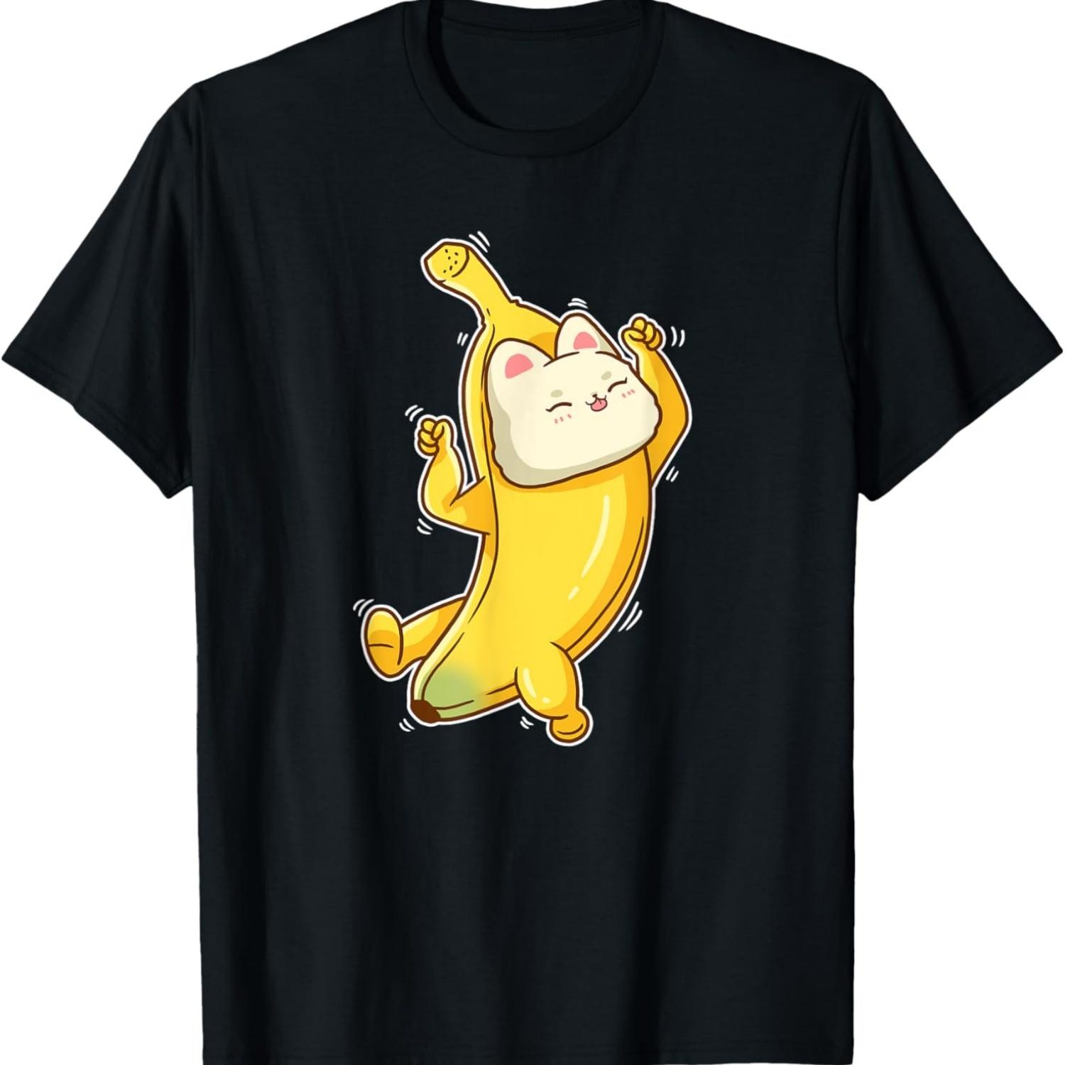 Cute Banana Cat Happy Bananacat Meme Kitty Cat Lovers Meme T-Shirt S чёрный