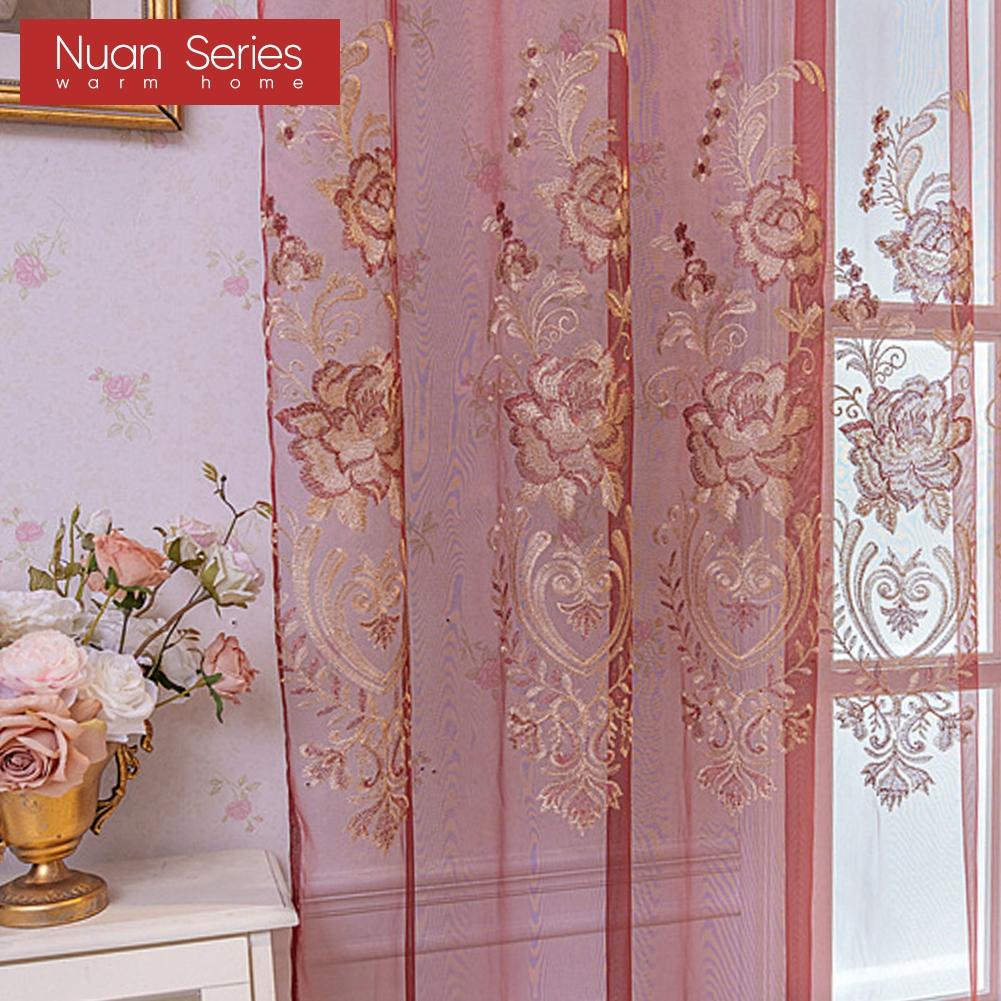 1ks Nuan Series Nordic Modern Style Vyšívaný Jemný Průsvitný Tylový Závěs Do Obývacího Pokoje Ložnice Okno Dekorace Domácí Dekorace